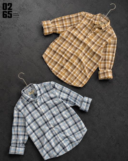 0265 Slub Cotton Full Sleeve Yarn Dyed Shirt | Backside Box Pleat - ART403