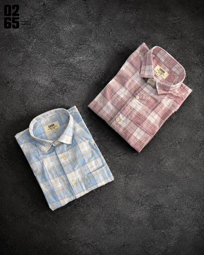 0265 Slub Cotton Full Sleeve Yarn Dyed Shirt | Backside Box Pleat - ART404