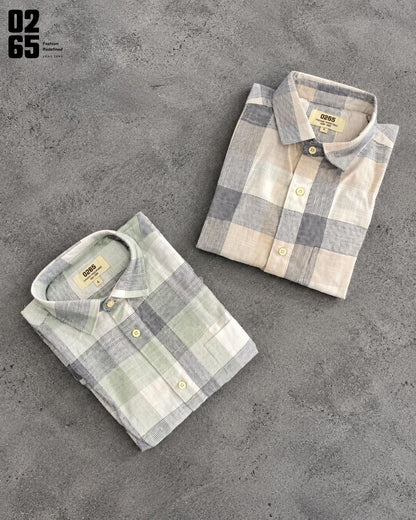 0265 Slub Cotton Full Sleeve Yarn Dyed Shirt | Backside Box Pleat - ART406