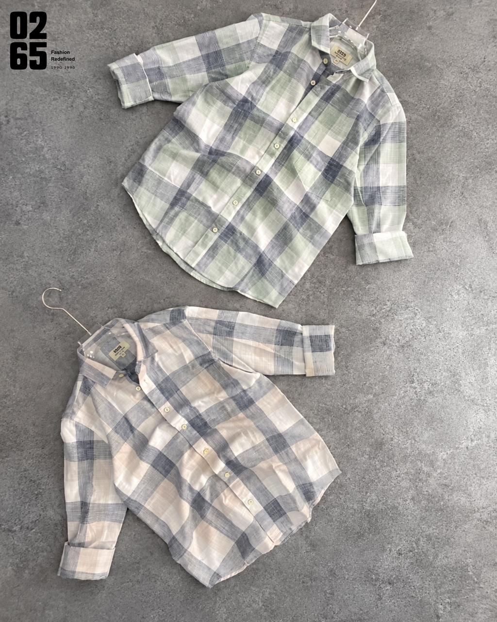 0265 Slub Cotton Full Sleeve Yarn Dyed Shirt | Backside Box Pleat - ART406