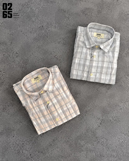 0265 Slub Cotton Full Sleeve Yarn Dyed Shirt | Backside Box Pleat - ART407