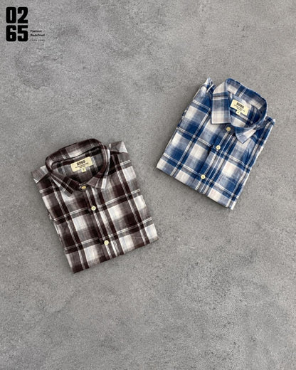 0265 Slub Cotton Full Sleeve Yarn Dyed Shirt | Backside Box Pleat - ART410