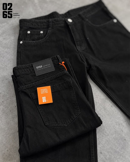 0265 Straight Fit Jeans Black | Non Stretch | Trendy | Comfortable | Length 40"