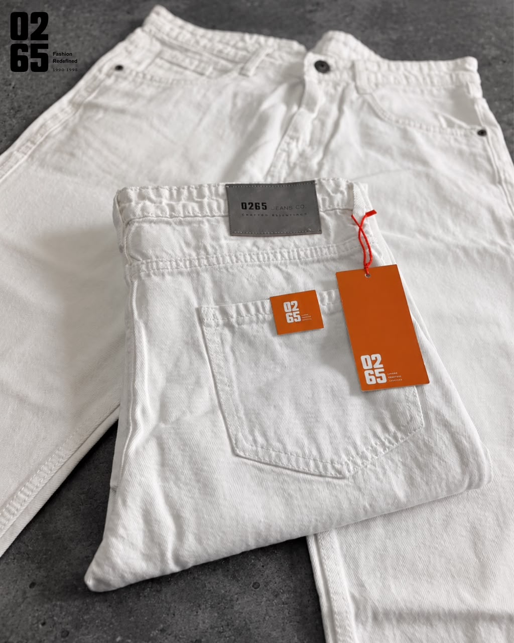 0265 White Carrot Fit Jeans | Non-Stretchable | Length 39"