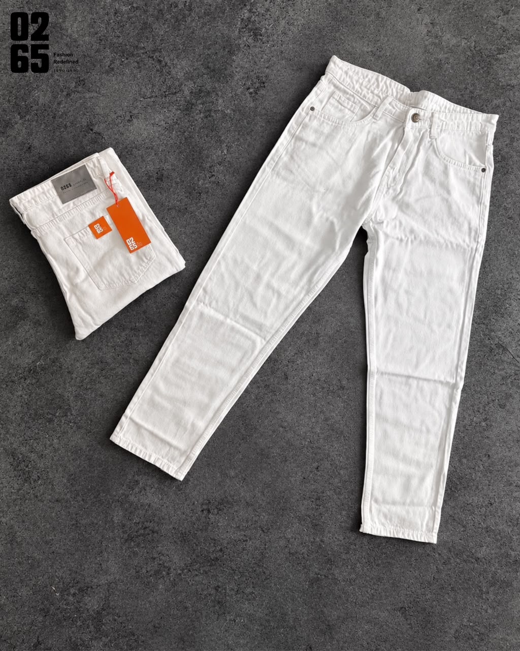 0265 White Carrot Fit Jeans | Non-Stretchable | Length 39"
