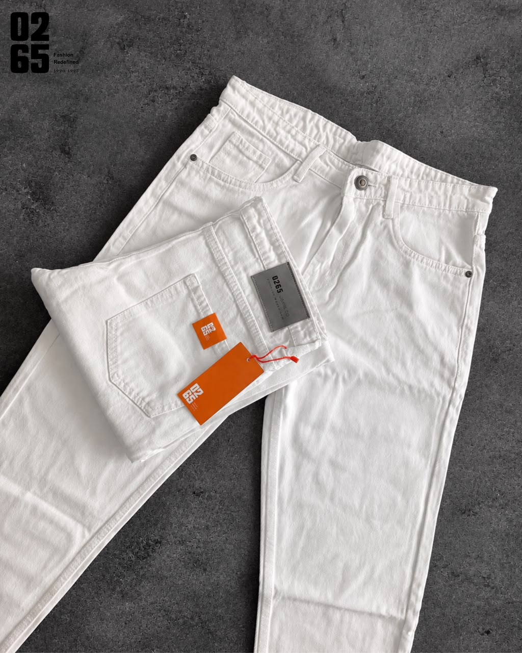 0265 White Carrot Fit Jeans | Non-Stretchable | Length 39"