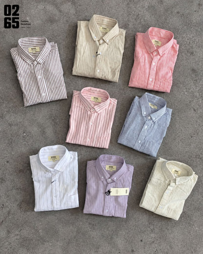 0265 Lining Full Sleeeve Shirt | Button Down Collar  | 100% Soft Cotton | Yarn Dyed Fabric