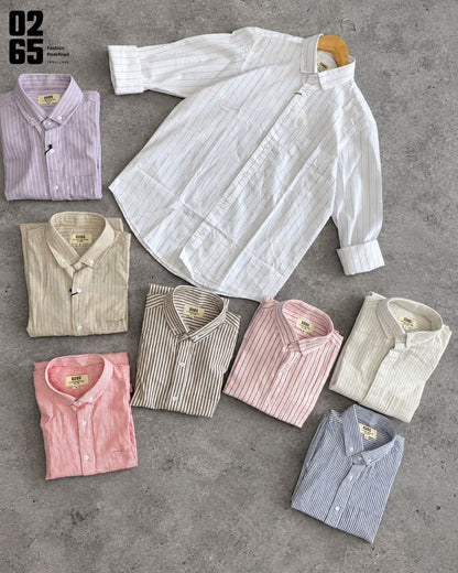 0265 Lining Full Sleeeve Shirt | Button Down Collar  | 100% Soft Cotton | Yarn Dyed Fabric