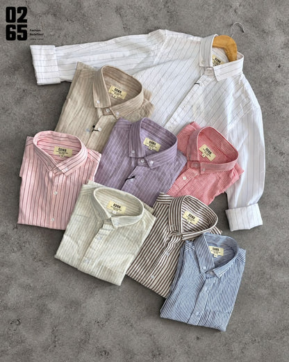 0265 Lining Full Sleeeve Shirt | Button Down Collar  | 100% Soft Cotton | Yarn Dyed Fabric