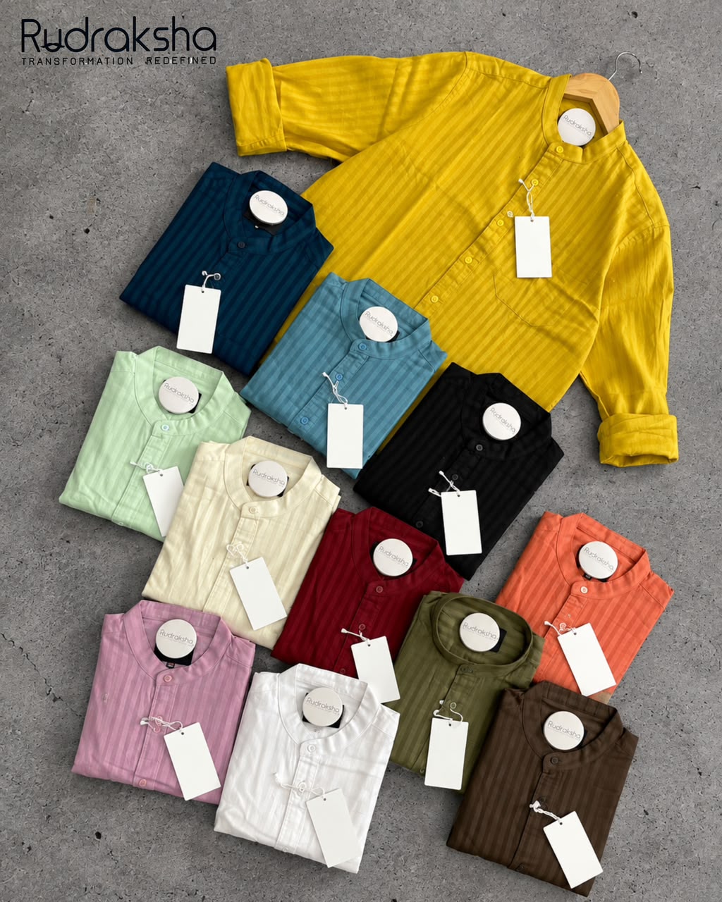 Mandarin Collar Full Sleeve Shirt | Self Lining | 100% Cotton Fabric