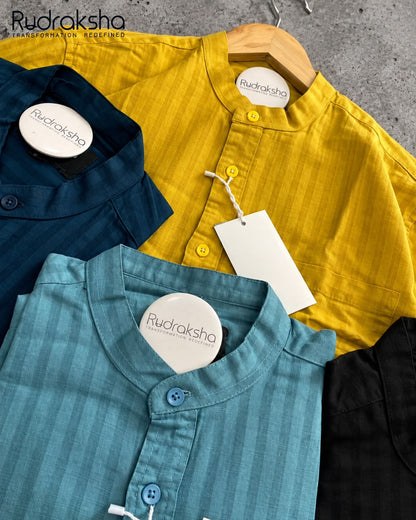 Mandarin Collar Full Sleeve Shirt | Self Lining | 100% Cotton Fabric