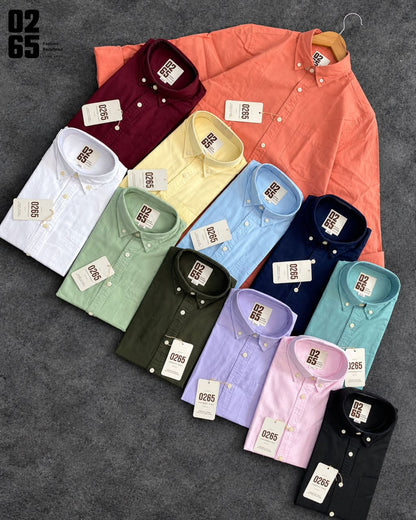 0265 Cotton Linen Full Sleeve Shirt | Button Down Collar | Backside Box Pleat