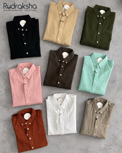 RFD Full Sleeve Shirt | Button Down Collar | Embroidery On Chest - No Front Pocket | 100% Cotton Heavy Twill ( Similar To Denim )