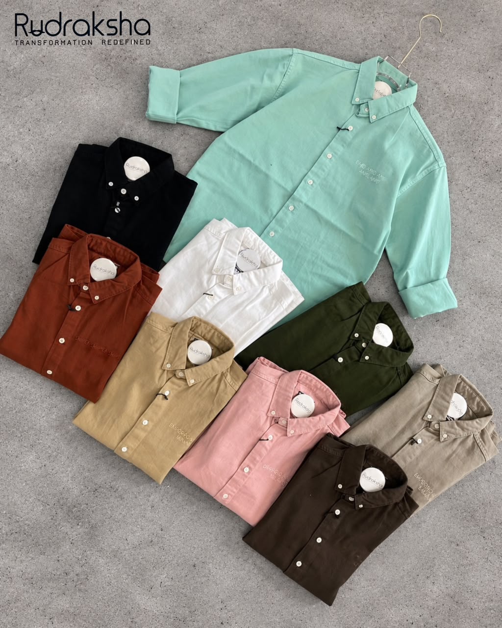 RFD Full Sleeve Shirt | Button Down Collar | Embroidery On Chest - No Front Pocket | 100% Cotton Heavy Twill ( Similar To Denim )