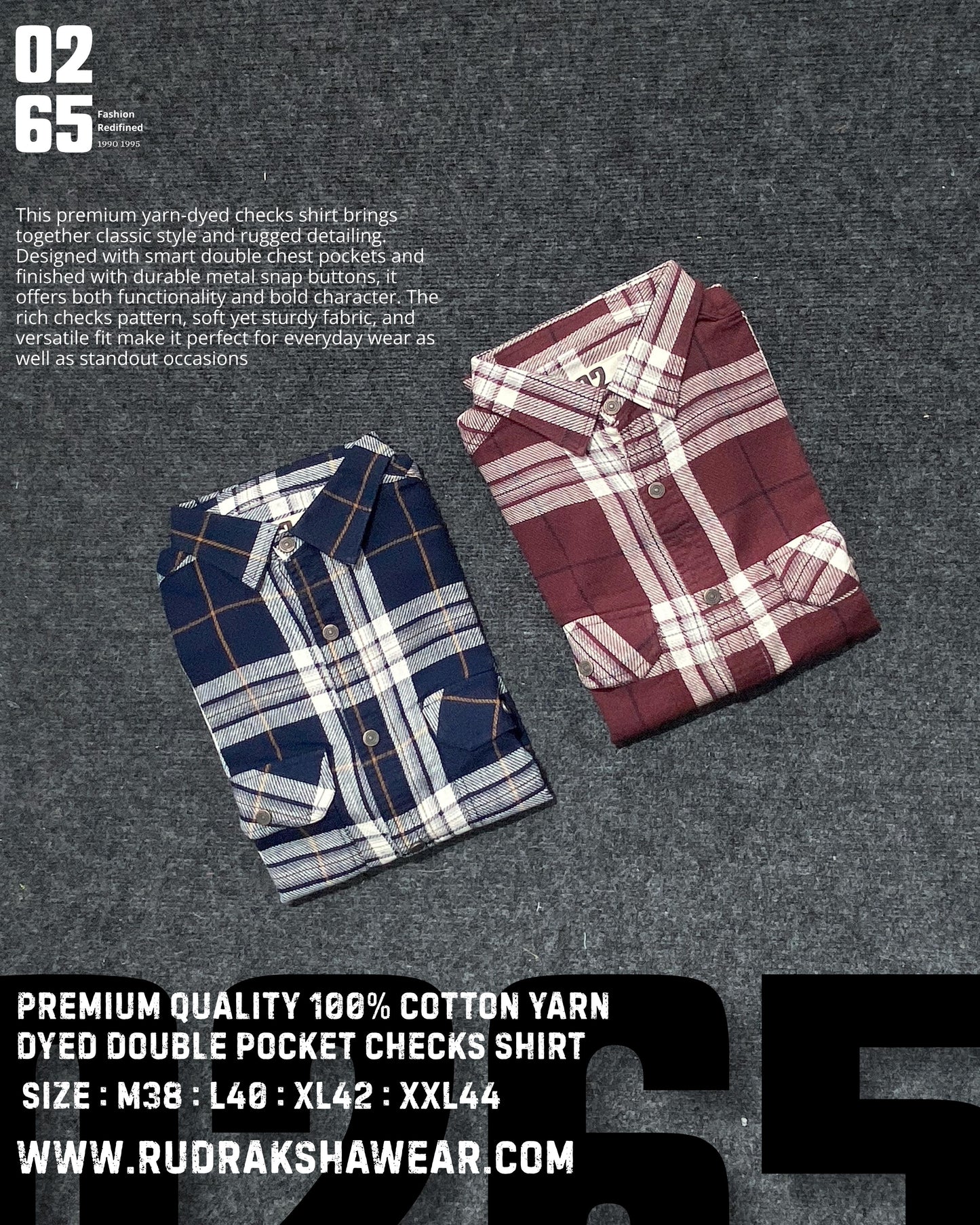 0265 Premium Yarn Dyed Checks Shirt - Ultra Soft 100% Cotton Fabric - Full Sleeve - Metal Snap Buttons