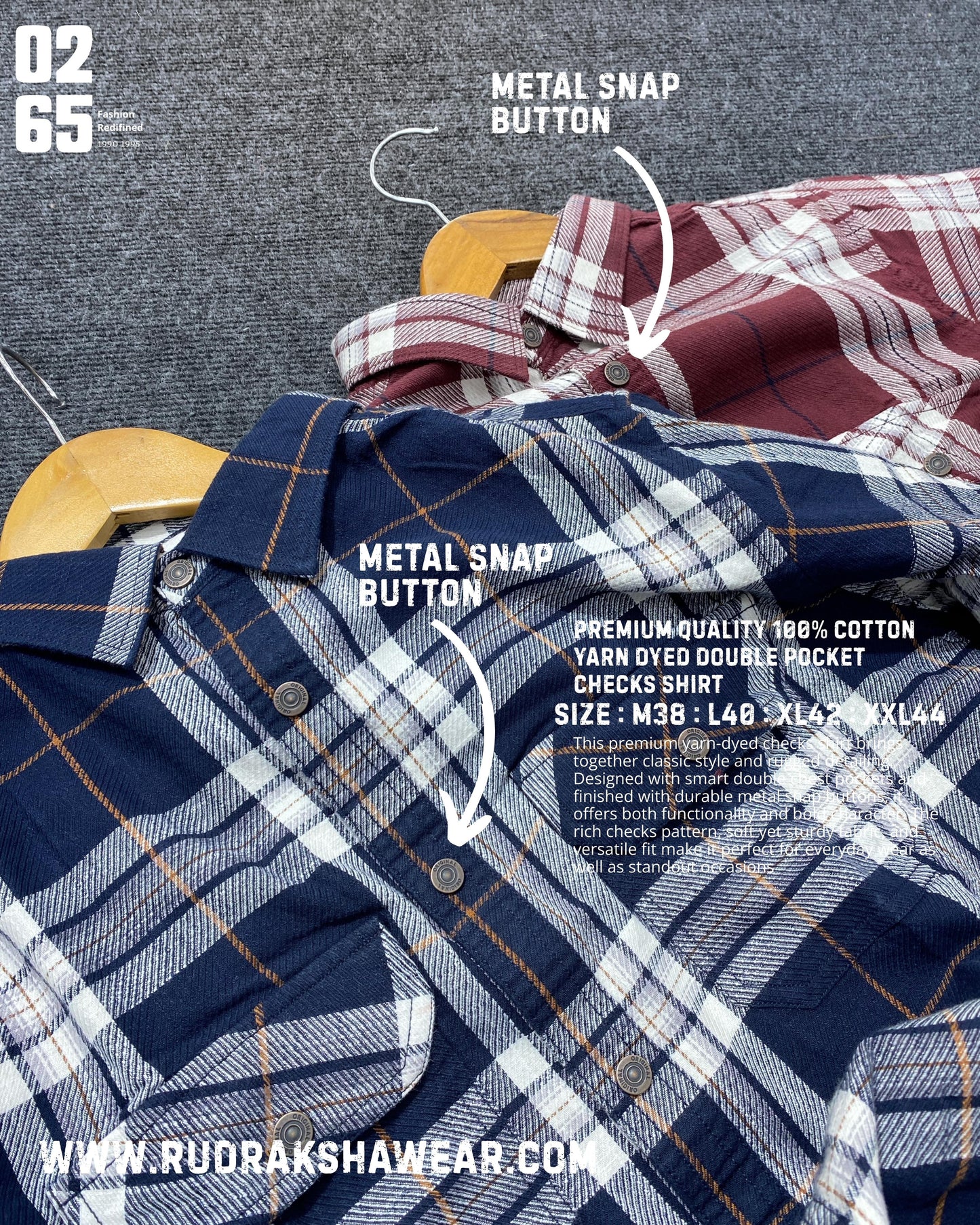 0265 Premium Yarn Dyed Checks Shirt - Ultra Soft 100% Cotton Fabric - Full Sleeve - Metal Snap Buttons