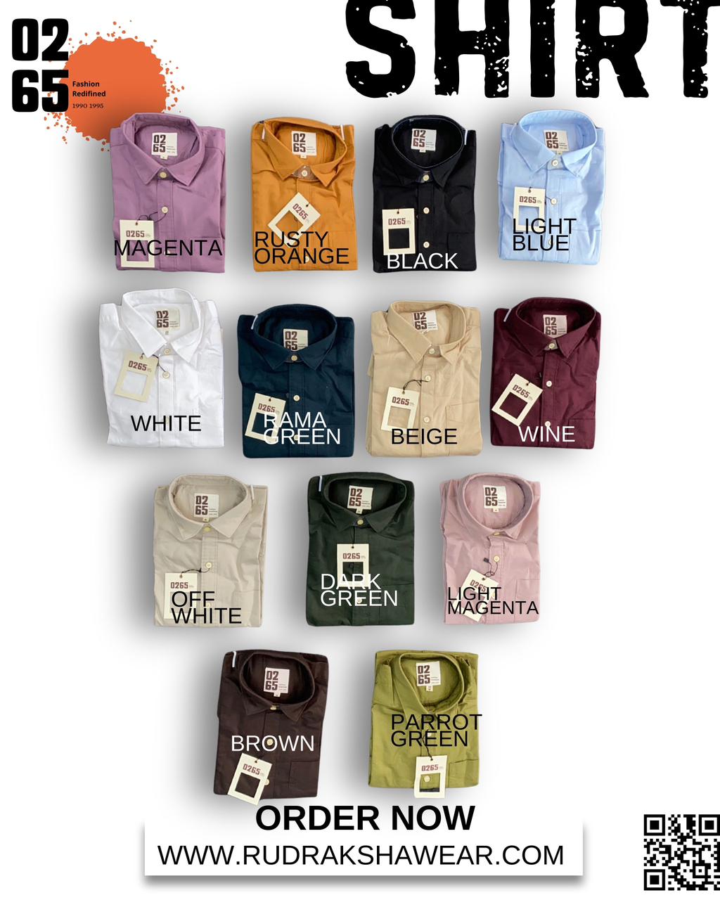 0265 Premium Cotton Oxford - Plain Full Sleeve Shirt - Back Side Box Pleated