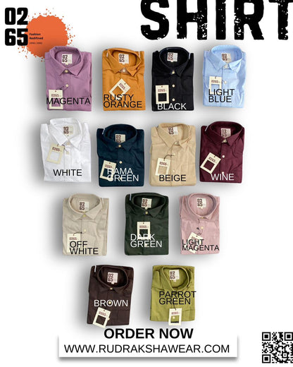 0265 Premium Cotton Oxford - Plain Full Sleeve Shirt - Back Side Box Pleated