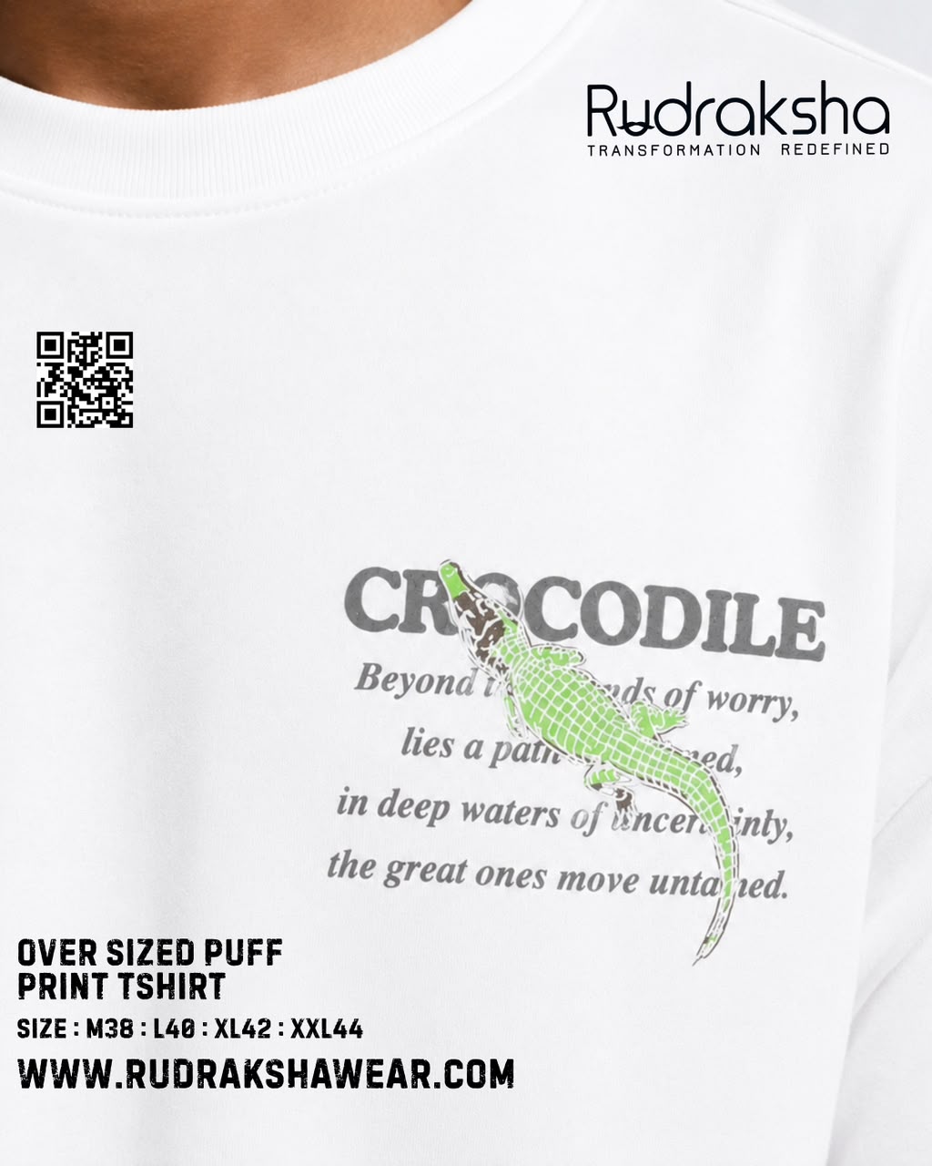 Imported Cotton Interlock oversized half sleeve t-shirt | Puff screen print | 240 GSM | White