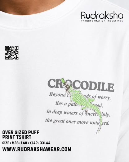 Imported Cotton Interlock oversized half sleeve t-shirt | Puff screen print | 240 GSM | White