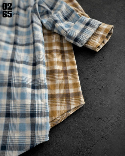 0265 Slub Cotton Full Sleeve Yarn Dyed Shirt | Backside Box Pleat - ART403