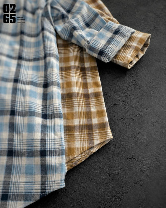 0265 Slub Cotton Full Sleeve Yarn Dyed Shirt | Backside Box Pleat - ART403
