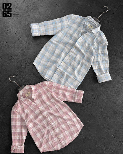 0265 Slub Cotton Full Sleeve Yarn Dyed Shirt | Backside Box Pleat - ART404