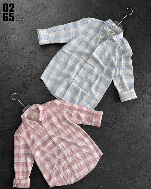 0265 Slub Cotton Full Sleeve Yarn Dyed Shirt | Backside Box Pleat - ART404