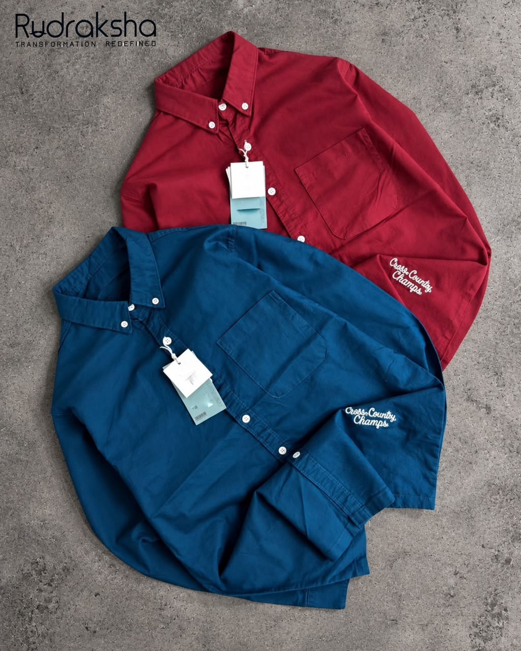 Boxy Fit Full Sleeve Shirt | 100 % Cotton | Button Down Collar | Embroidery at front right bottom