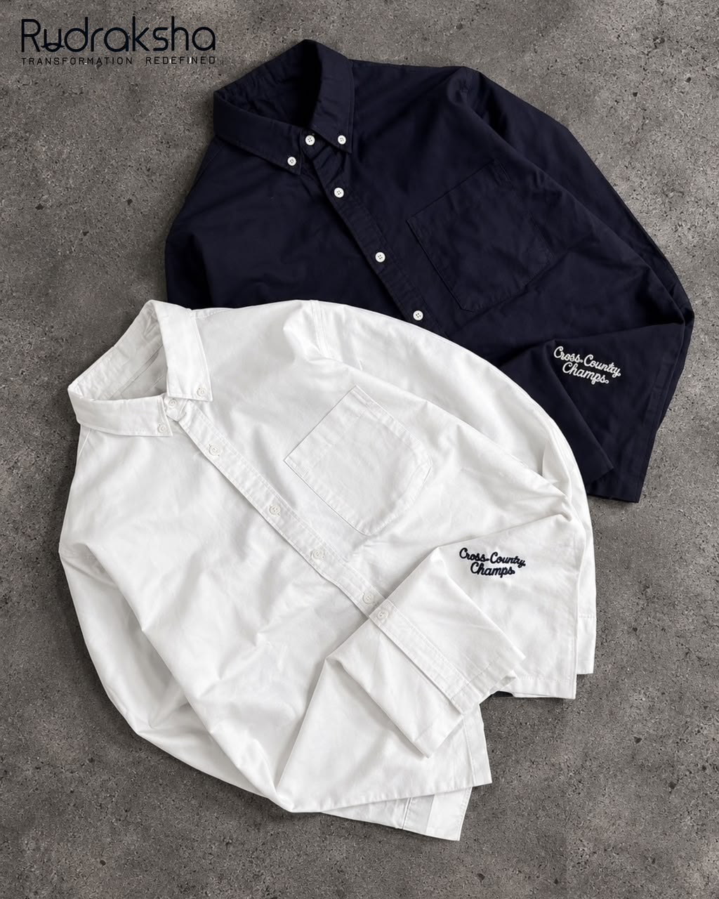 Boxy Fit Full Sleeve Shirt | 100 % Cotton | Button Down Collar | Embroidery at front right bottom