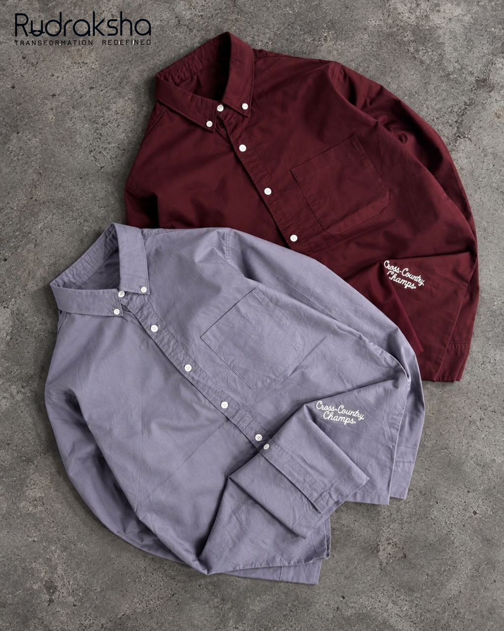 Boxy Fit Full Sleeve Shirt | 100 % Cotton | Button Down Collar | Embroidery at front right bottom