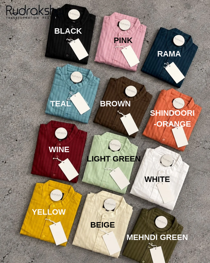 Mandarin Collar Full Sleeve Shirt | Self Lining | 100% Cotton Fabric