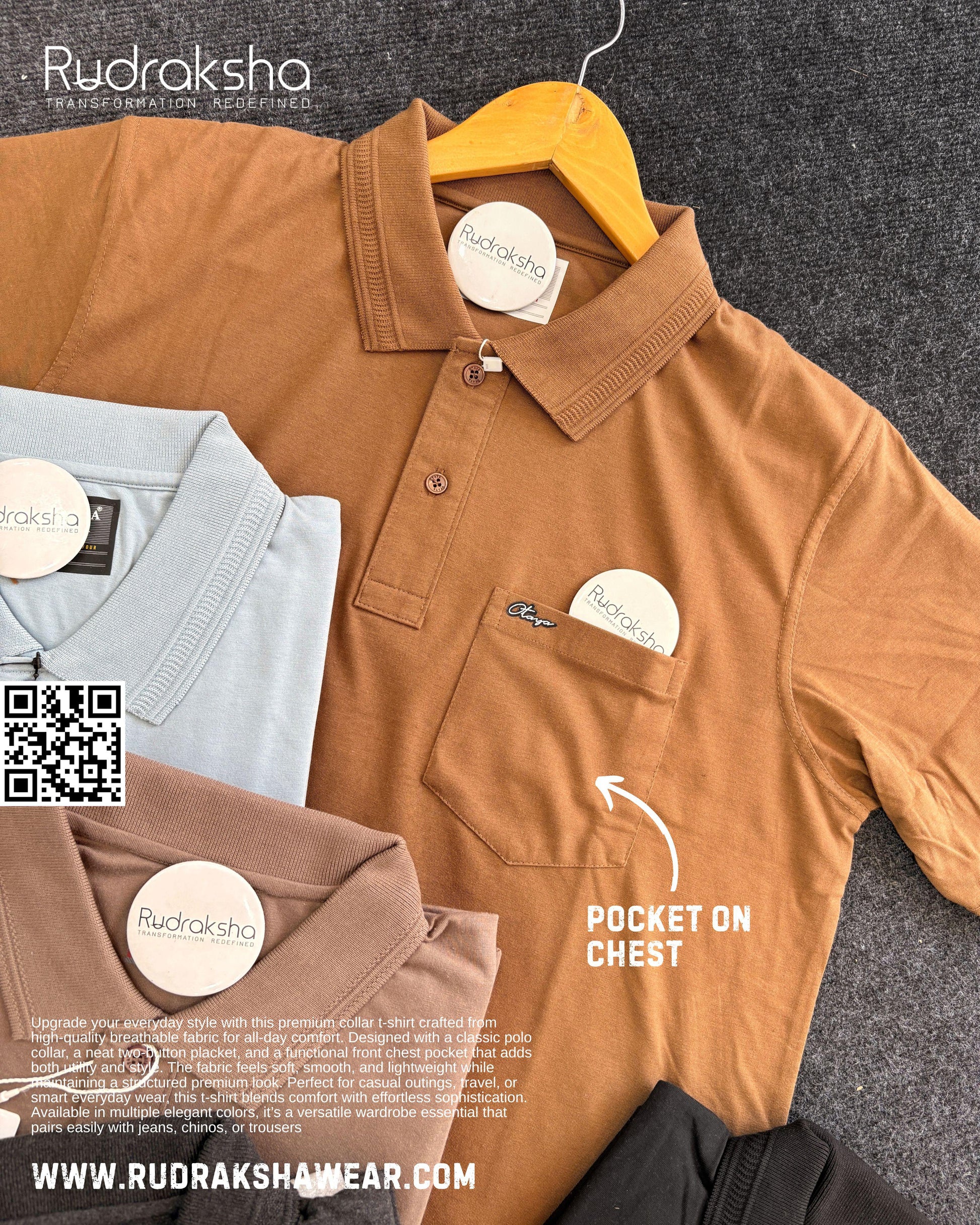 premium cotton collar t shirt with pocket ultra soft fabric men