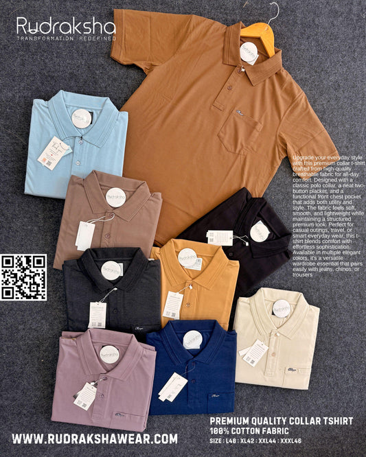 premium cotton collar t shirt with pocket ultra soft fabric men